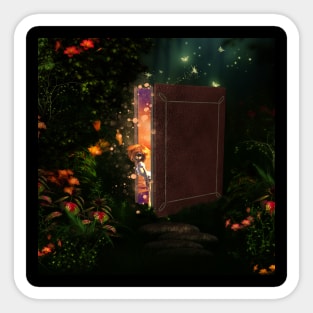 Fairytale book in the forest with cute little fairy Sticker